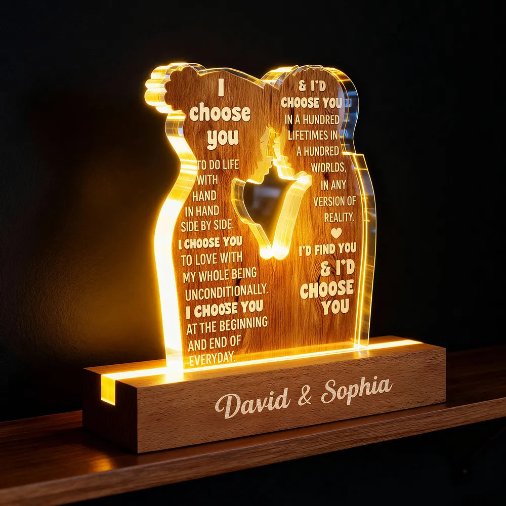 Personalized LED Night Light for Couples with Love Quote - Romantic Gift Plaque MagicInPrints