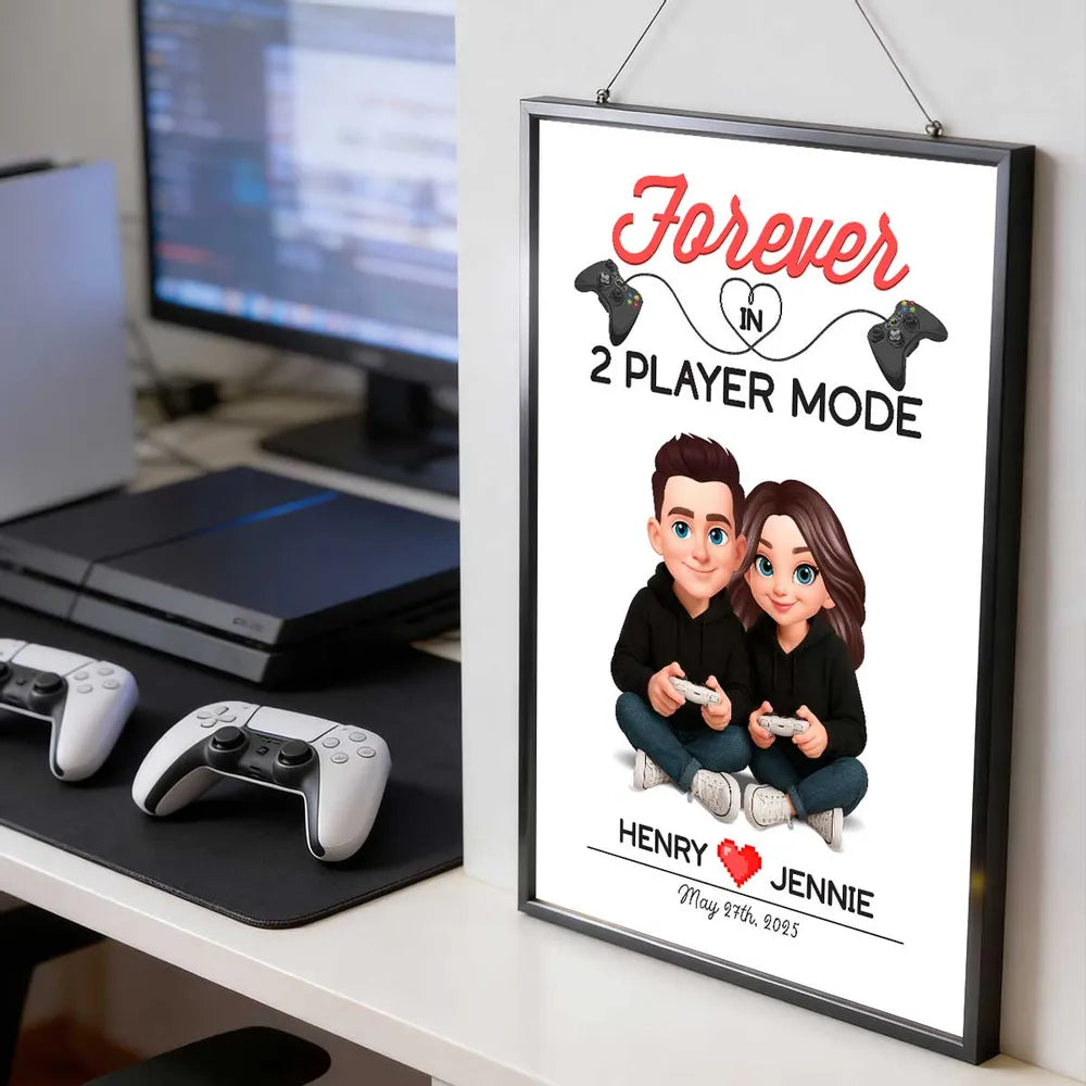 Custom Couple Gamer Poster for Gamers - Romantic Gift for Anniversary Poster or Canvas MagicInPrints