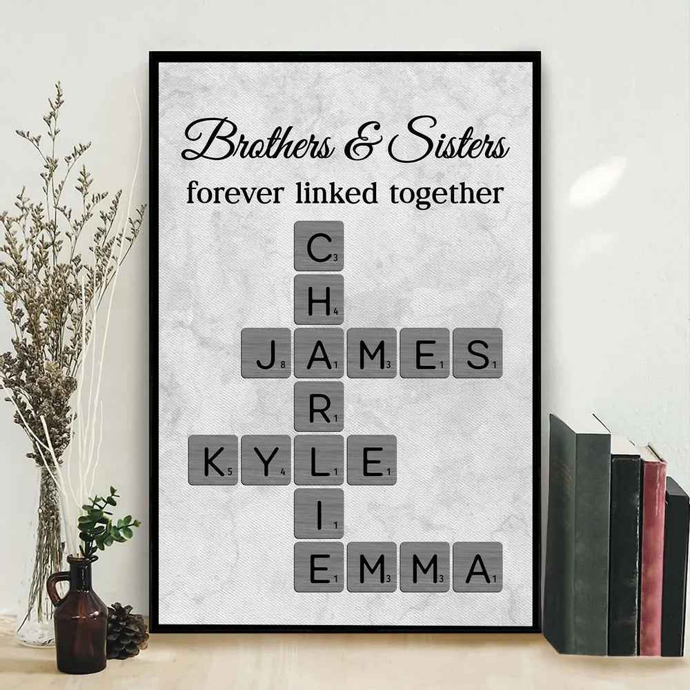 Personalized Family Name Scrabble Art Print for Siblings - Sentimental Home Decor Gift Poster or Canvas MagicInPrints