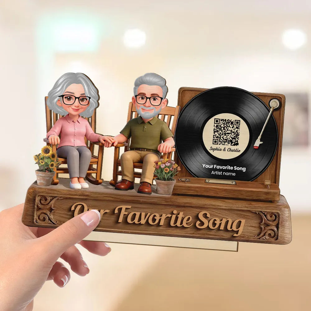 Custom Couple Figurine with Vinyl Record - Anniversary Gift Plaque MagicInPrints