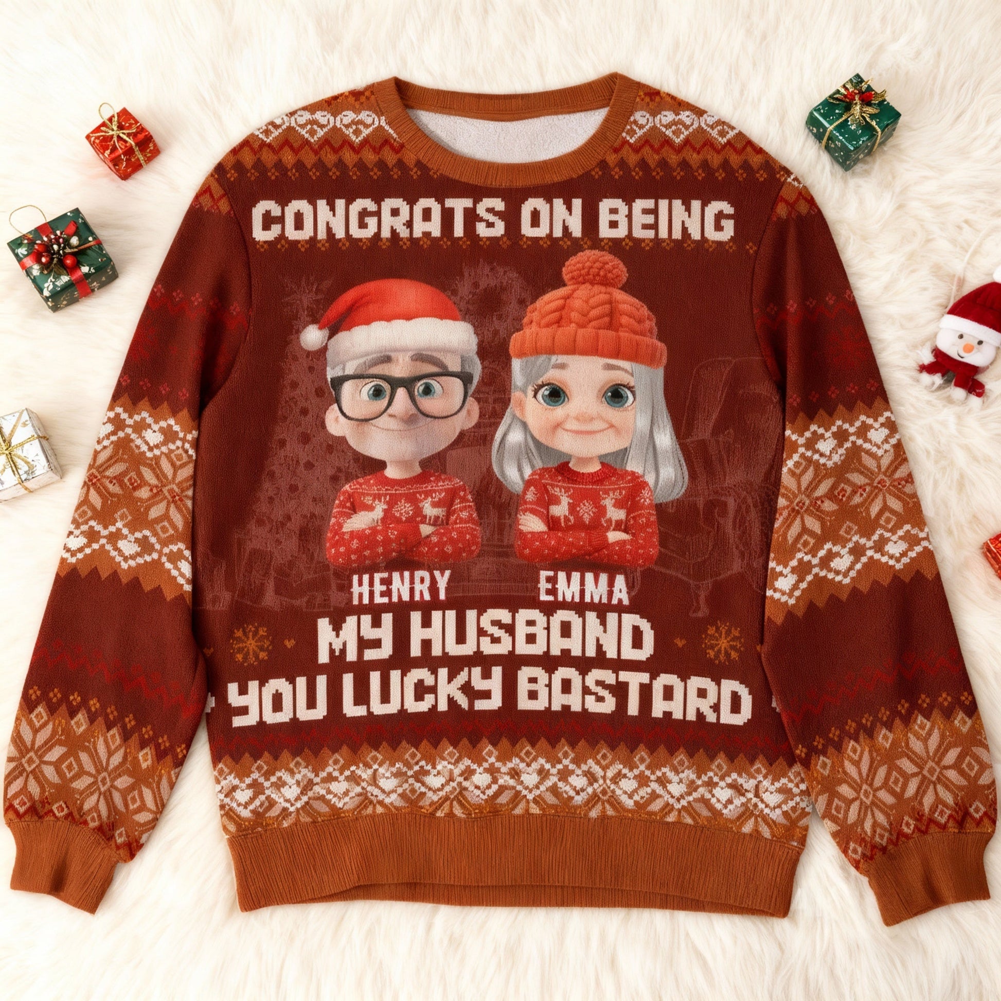 Personalized Christmas Sweater for Couples - Funny Holiday Gift Cloth MagicInPrints