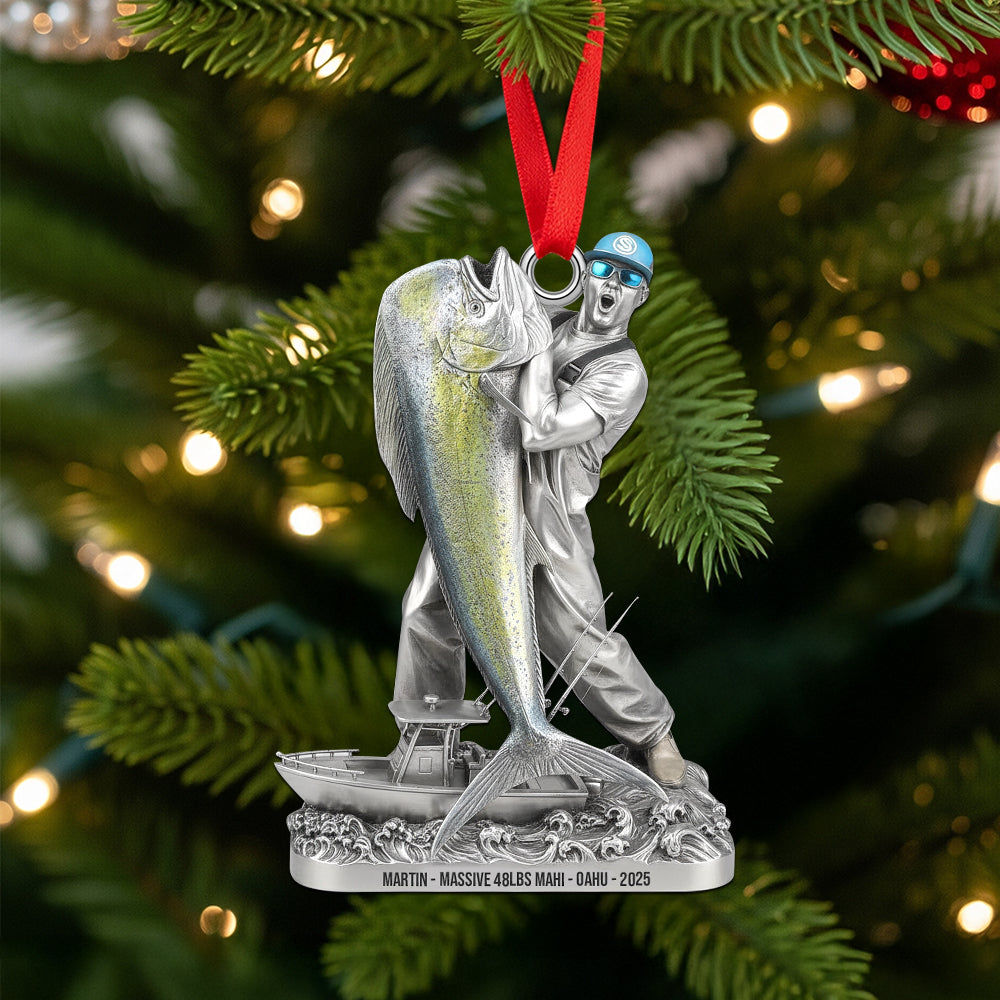 "Hooked on Memories" - Fishing Trophy Moment Acrylic Ornament - Personalized Custom Gift for Fishing Enthusiasts Ornament MagicInPrints