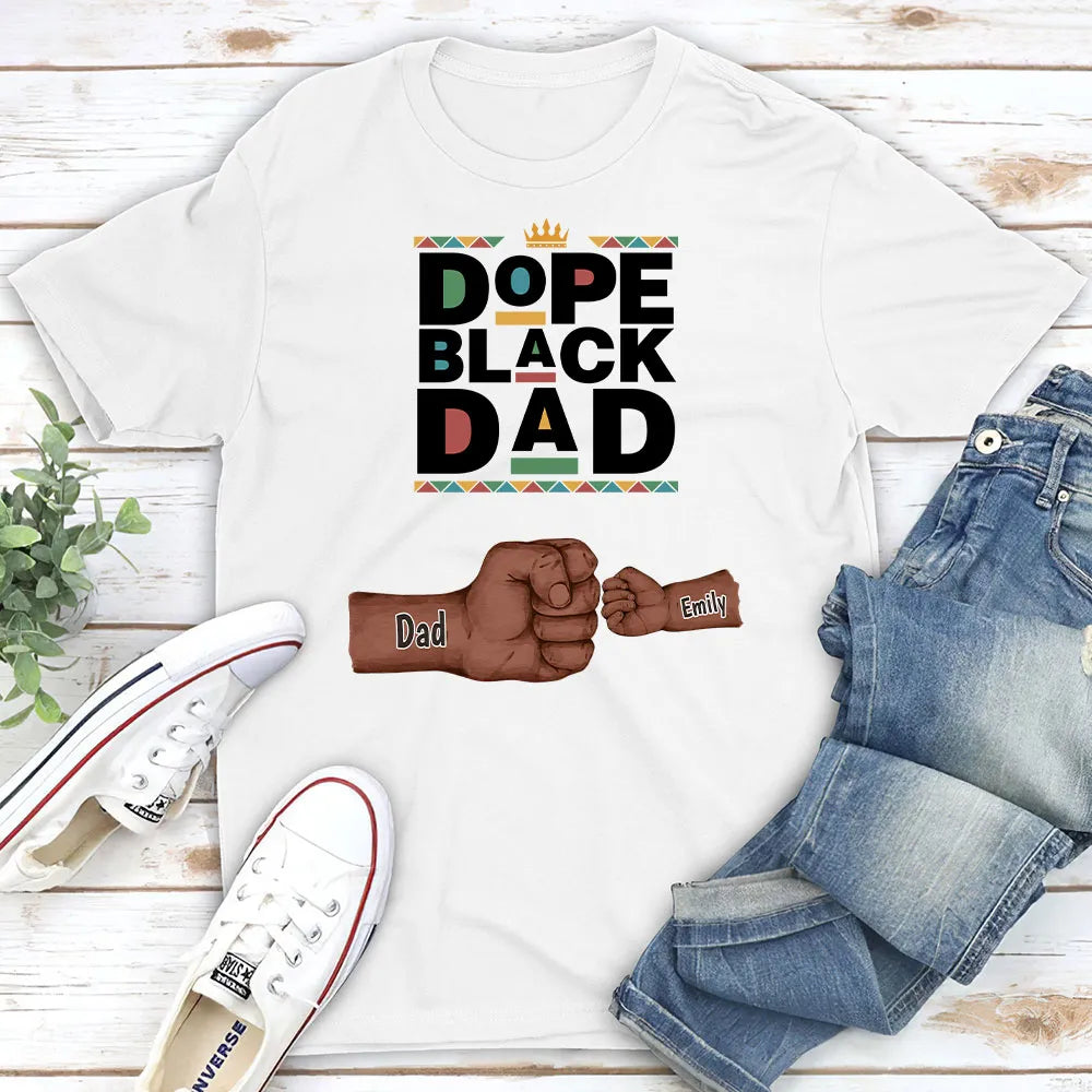 Personalized Dope Black Dad T-Shirt for Father's Day - Custom Names Cloth MagicInPrints