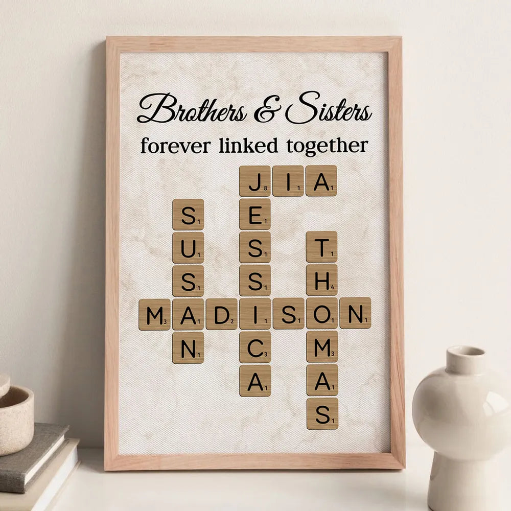 Personalized Family Name Scrabble Art Print for Siblings - Sentimental Home Decor Gift Poster or Canvas MagicInPrints