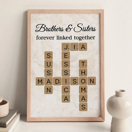 Personalized Family Name Scrabble Art Print for Siblings - Sentimental Home Decor Gift Poster or Canvas MagicInPrints