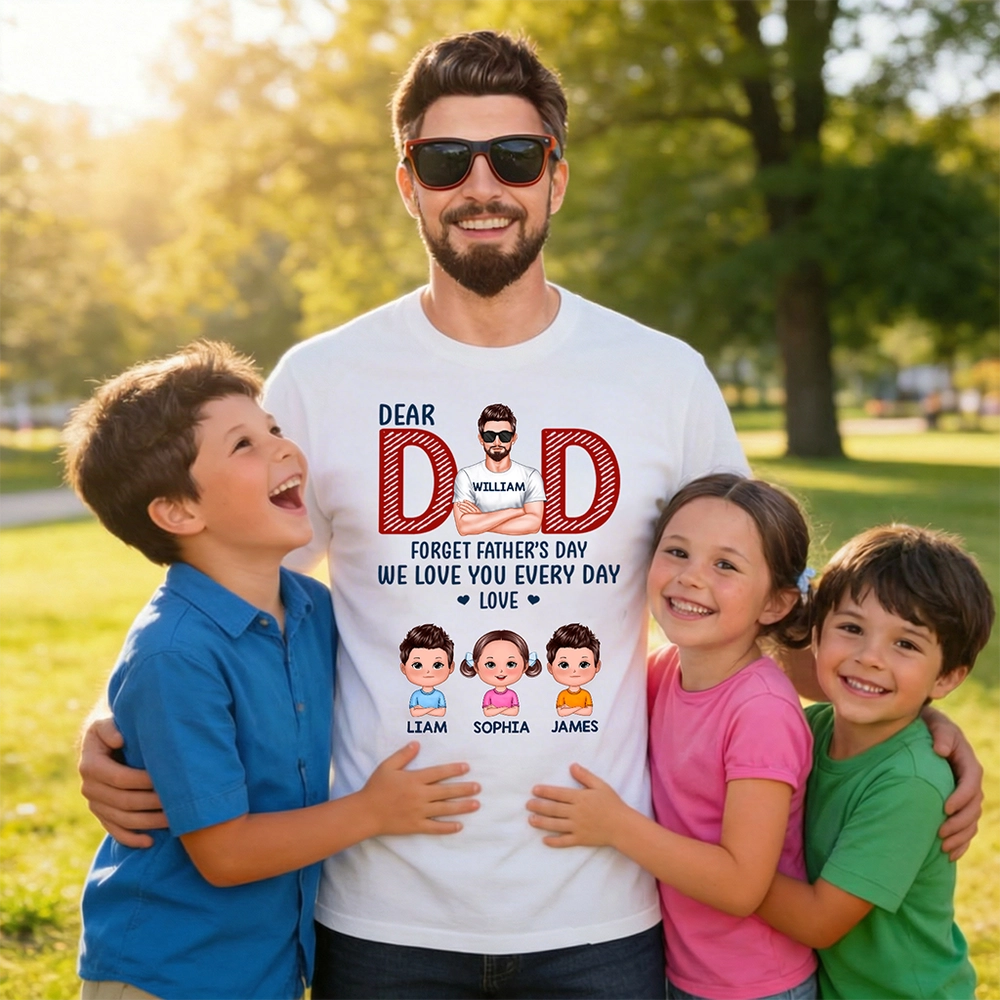 Personalized Father's Day T-Shirt for Dad with Kids' Names - Sentimental Gift Cloth MagicInPrints