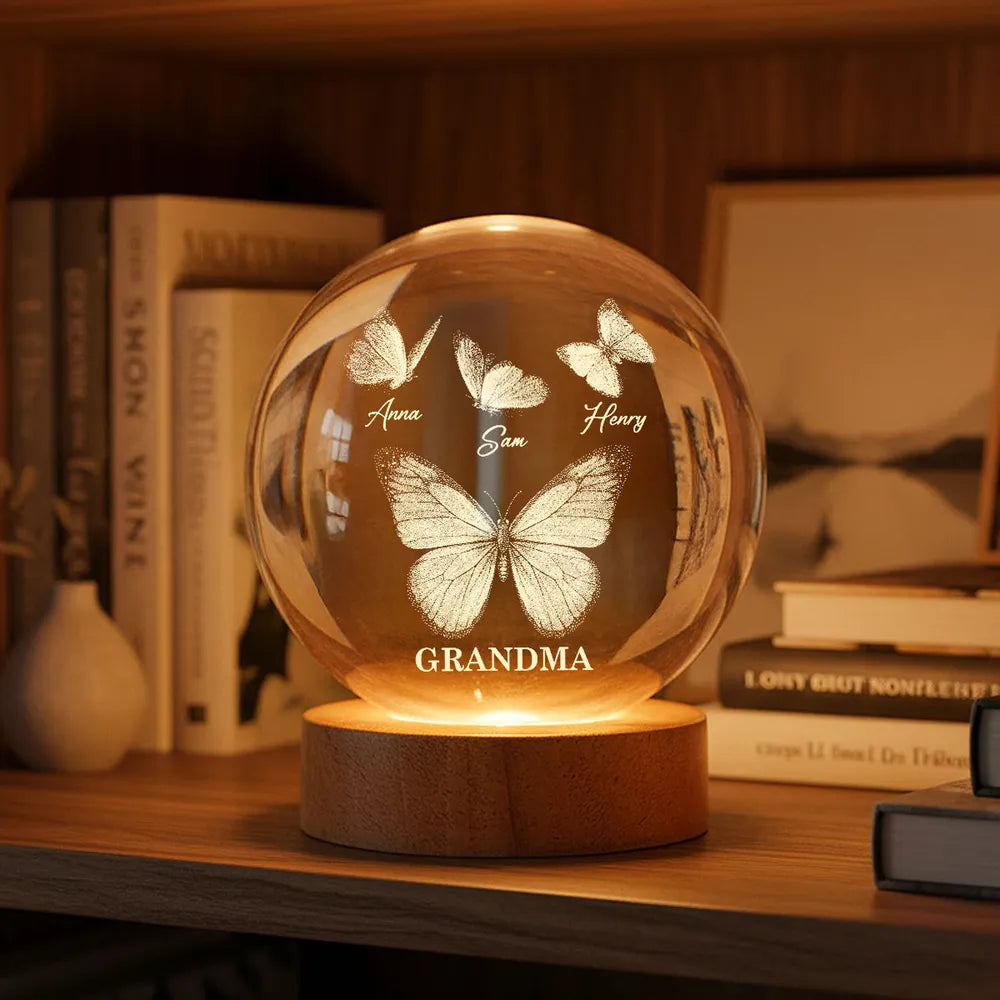 Personalized Butterfly Night Light for Grandma - Custom Family Names Gift Lamp MagicInPrints