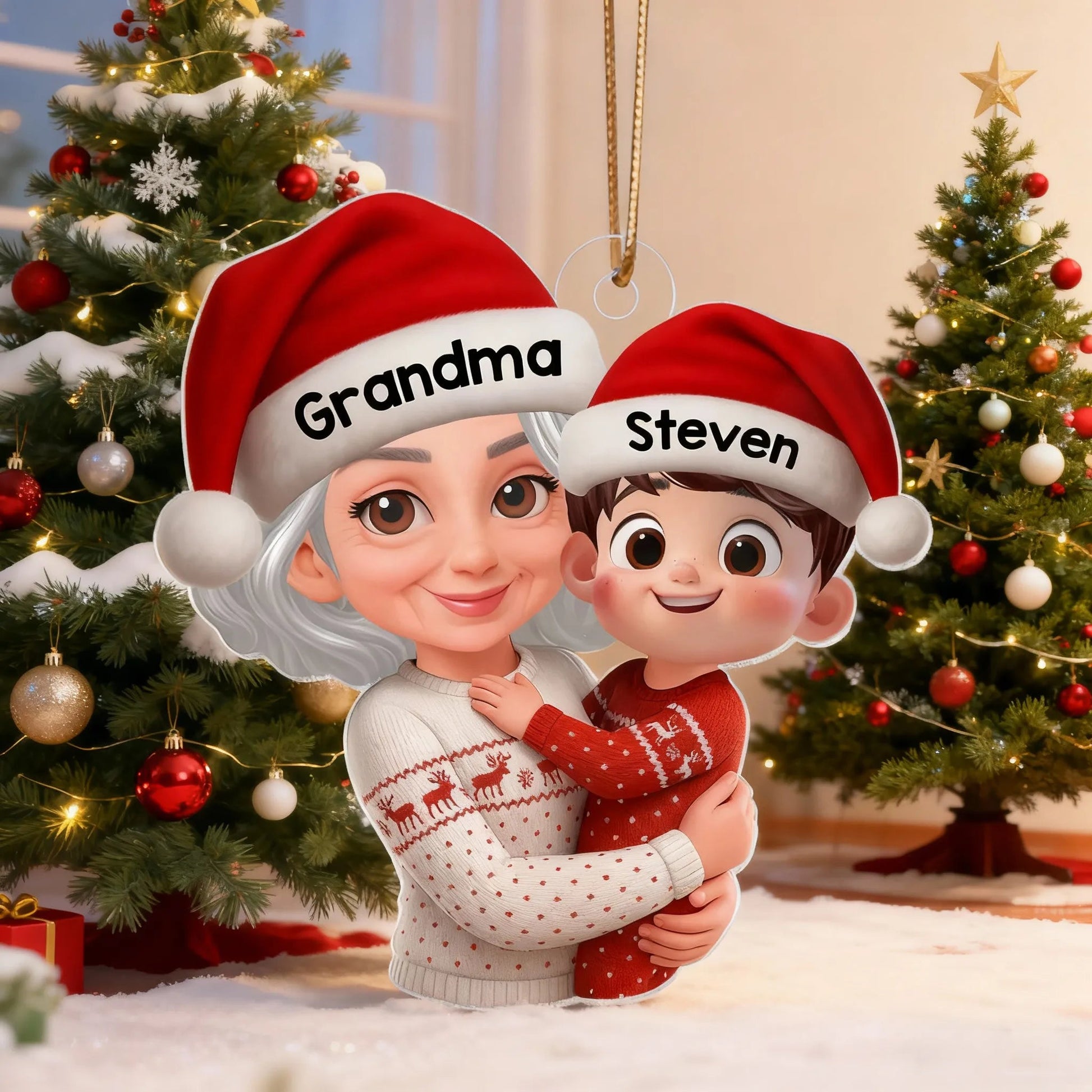Custom Christmas Ornament for Grandma and Grandchild - Personalized Holiday Decor Ornament MagicInPrints