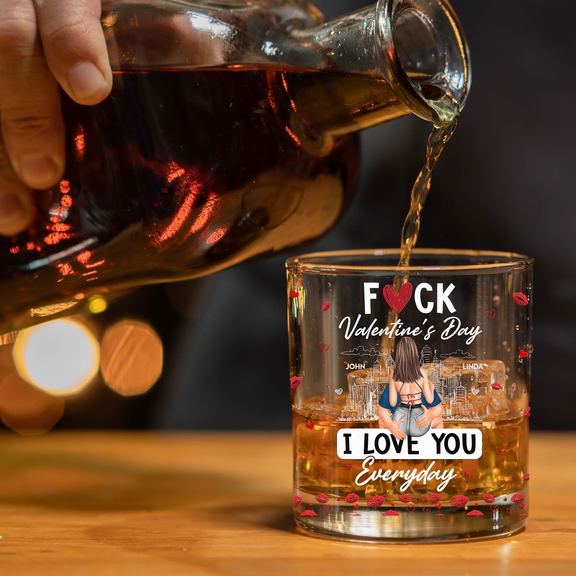 Personalized Valentine's Day Whiskey Glass for Couples - Romantic Gift Cup MagicInPrints