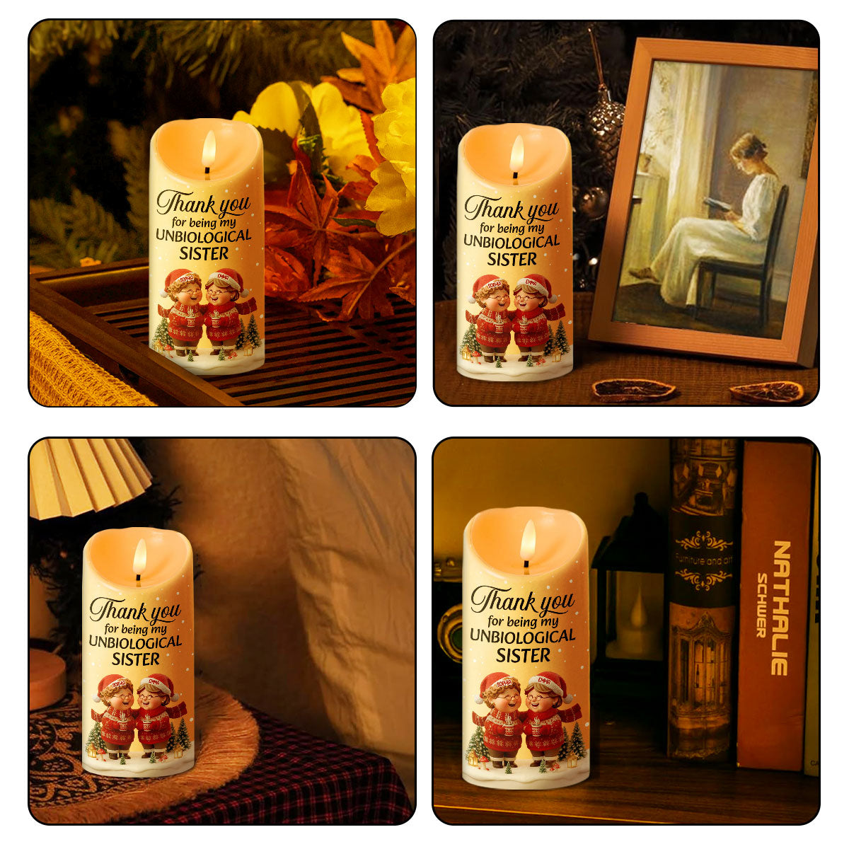 Personalized LED Candle for Best Friend - Sentimental Gift for Unbiological Sister Lamp MagicInPrints