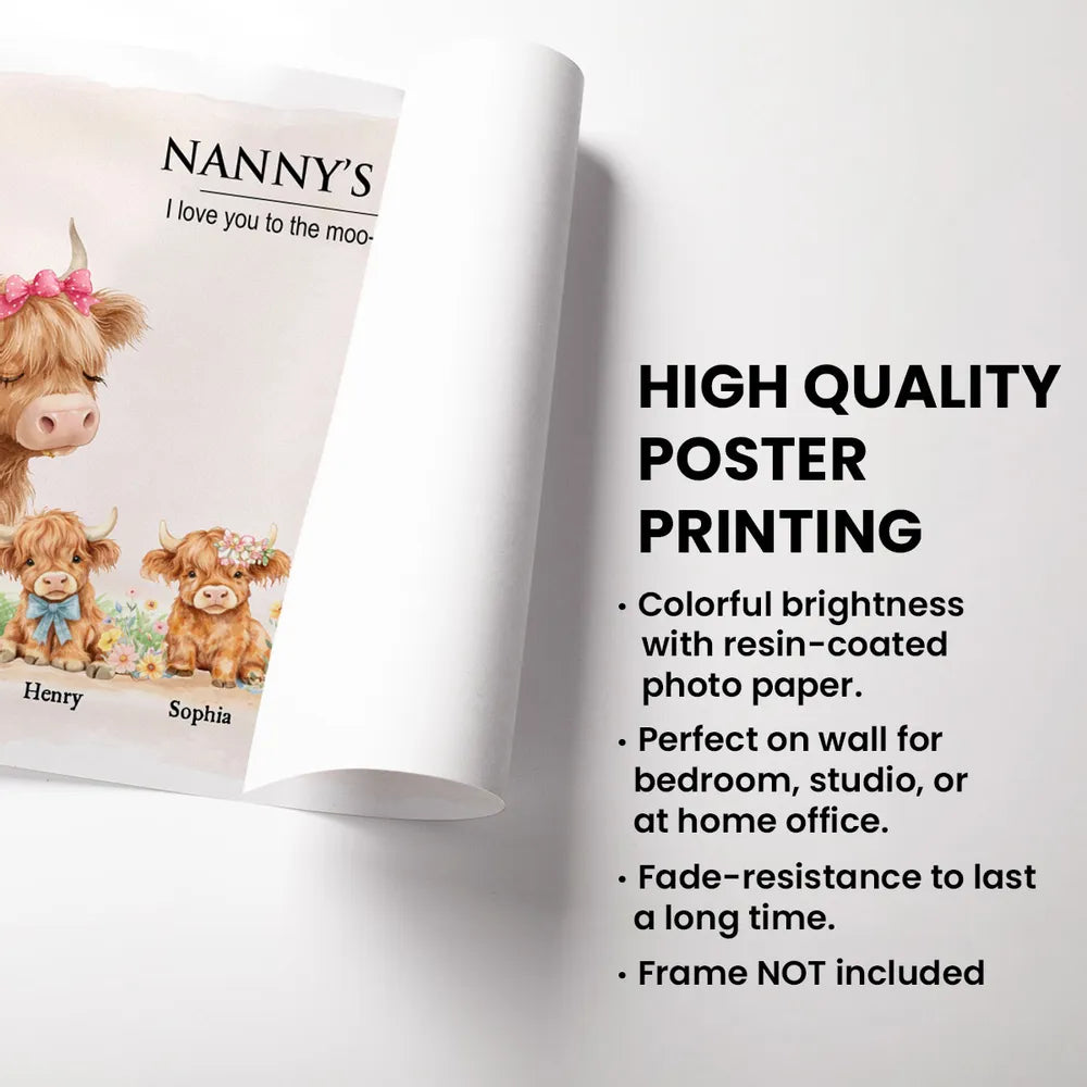 Personalized Family Highland Cow Canvas for Grandparents - Sentimental Home Decor Poster or Canvas MagicInPrints