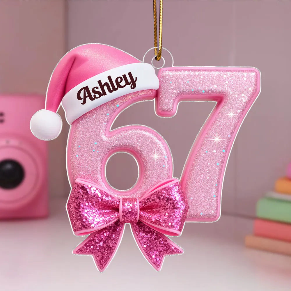 Personalized Pink Glitter Christmas Ornament for Teens - Holiday Decoration Ornament MagicInPrints