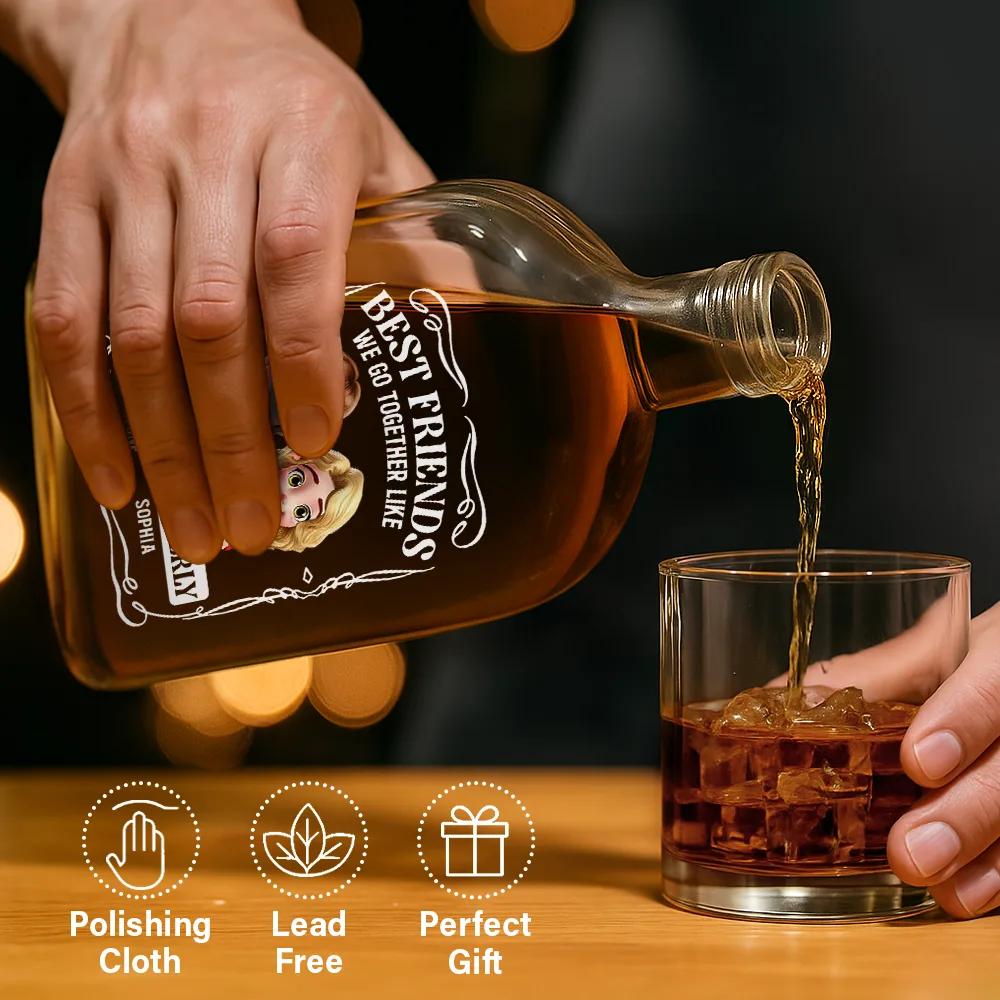 Best Friends We Go Together Like Drunk And Disorderly – Personalized Whiskey Bottle – Gift for Best Friends Whiskey Bottle MagicInPrints