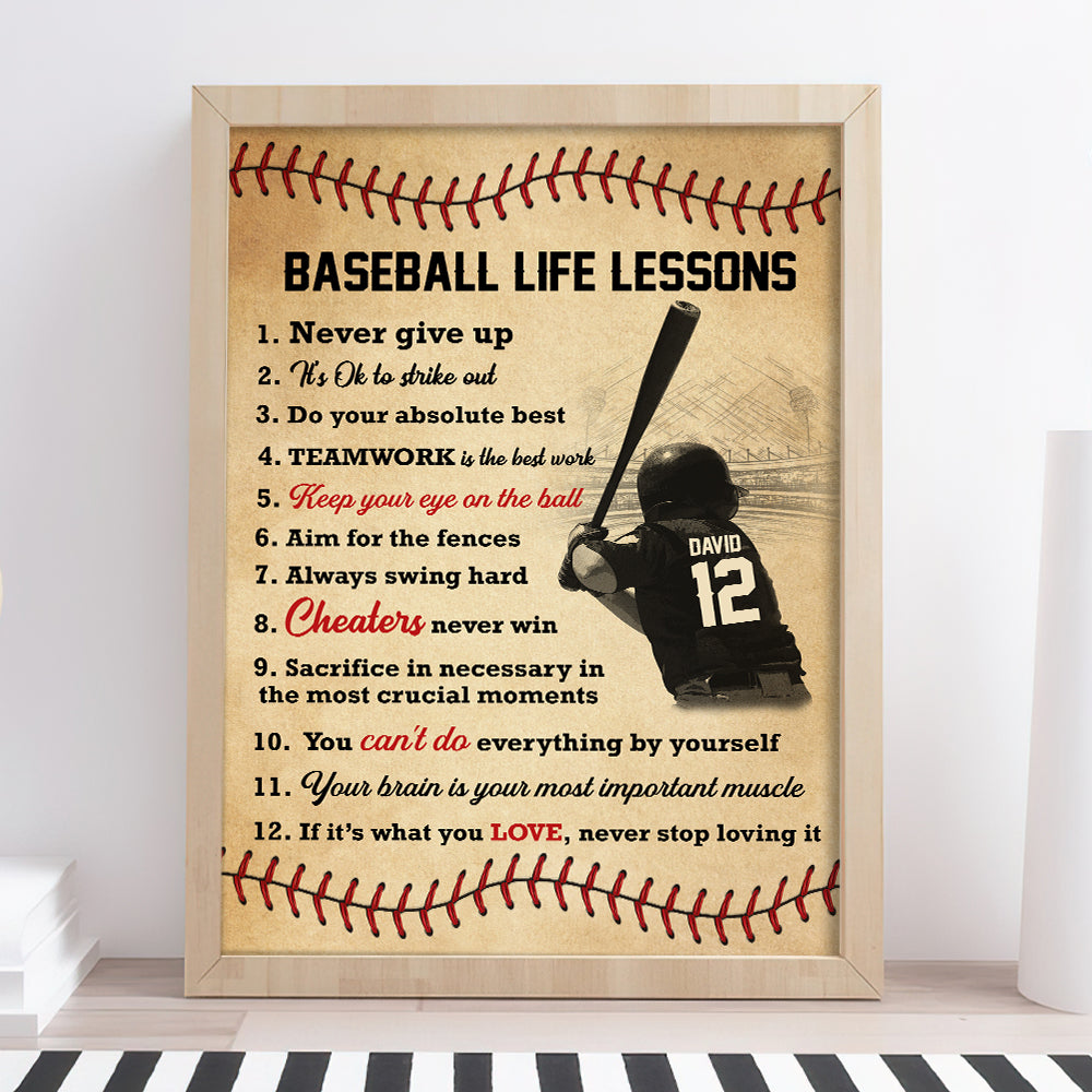 Personalized Baseball Life Lessons Canvas Print – Perfect Gift for Baseball Lovers Poster & Canvas PopCulturePrints