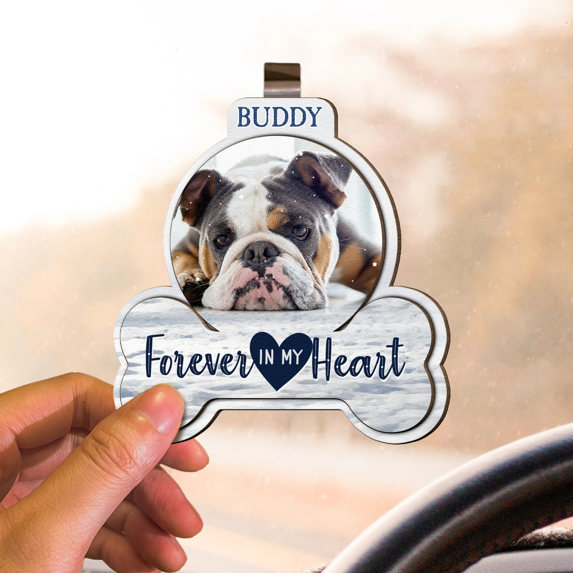 Personalized Dog Memorial Car Ornament for Pet Lovers - Forever in My Heart Tribute Car Hanger MagicInPrints