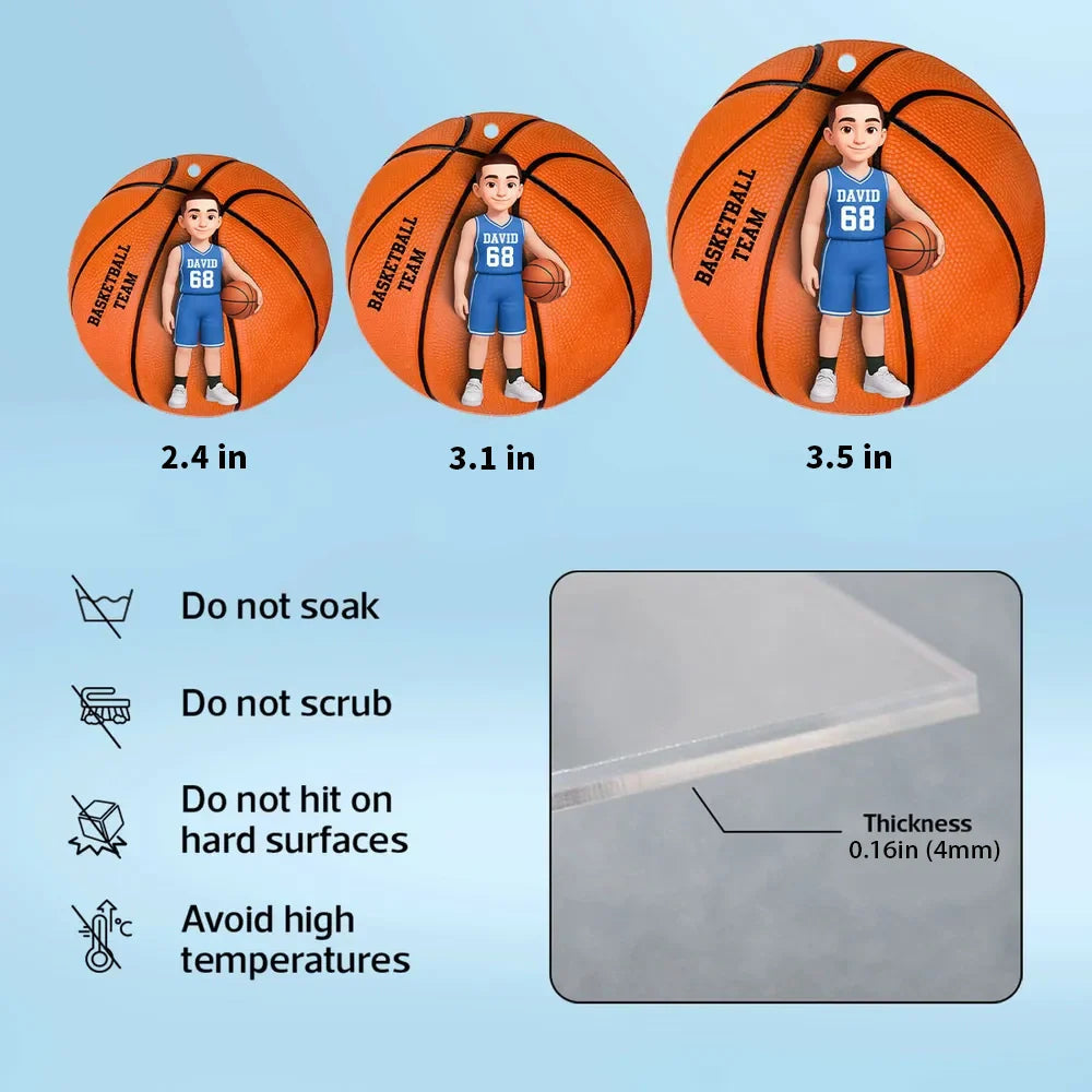 Custom Basketball Team Keychain for Kids - Personalized Sports Gift Keychain MagicInPrints