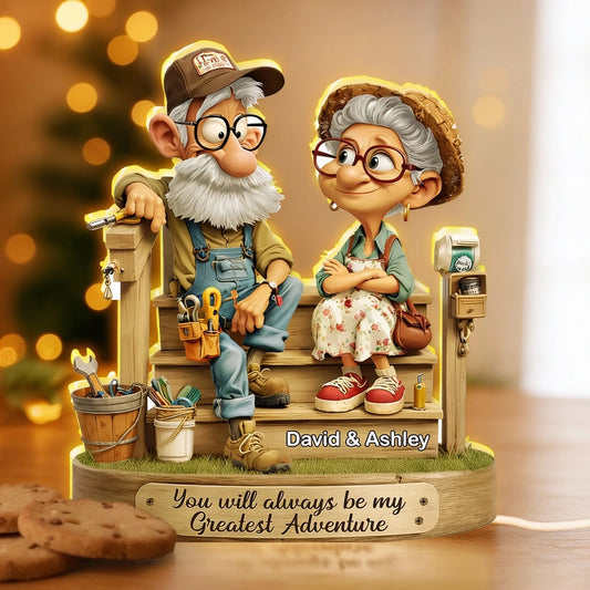 Personalized Grandparent Figurine Gift - Custom Couple LED Light - Sentimental Home Decor Plaque MagicInPrints
