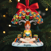 Load image into Gallery viewer, &quot;Celebrate the Joy of Reading&quot; - Personalized Book Tree Christmas Ornament - Perfect Gift for Book Lovers Ornament MagicInPrints
