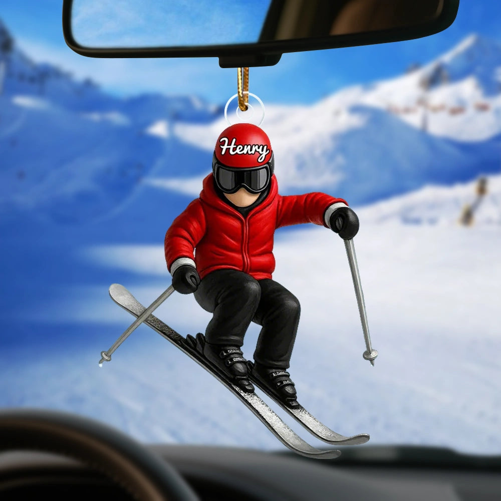 Personalized Skiing Ornament for Winter Sports Enthusiasts - Holiday Decor Ornament MagicInPrints
