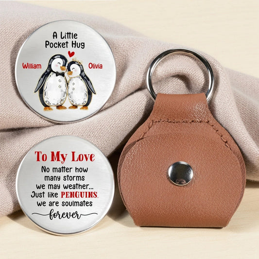 Personalized Penguin Pocket Hug Keychain for Couples - Romantic Gift Keychain MagicInPrints