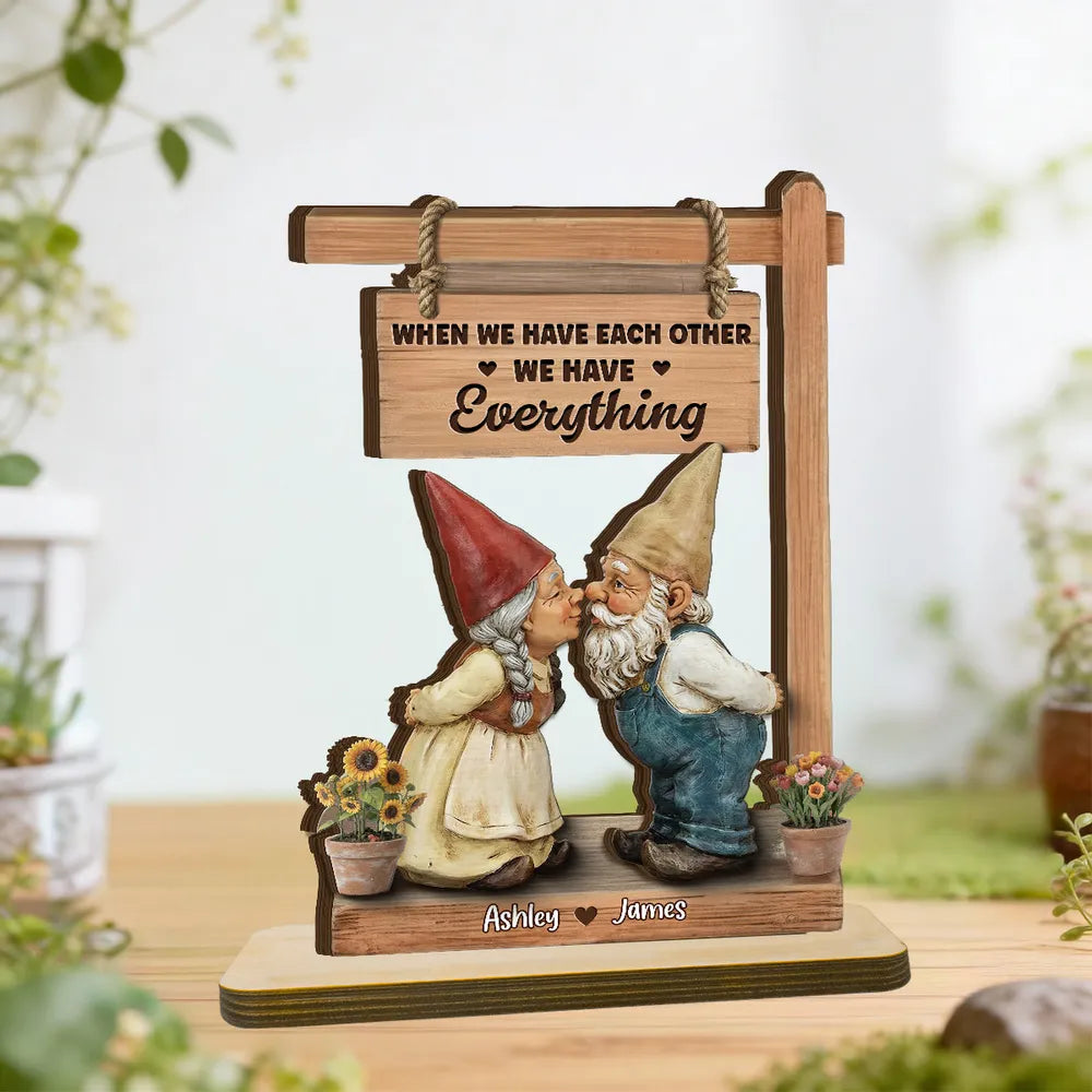 Personalized Gnome Couple Figurine for Couples - Romantic Home Decor Plaque MagicInPrints