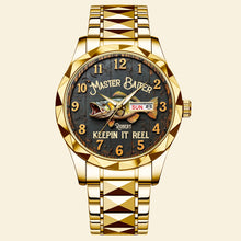 Load image into Gallery viewer, Hooked on Fishing - Personalized Stainless Steel Men&#39;s Watch for Fishing Enthusiasts Men&#39;s Watch MagicInPrints
