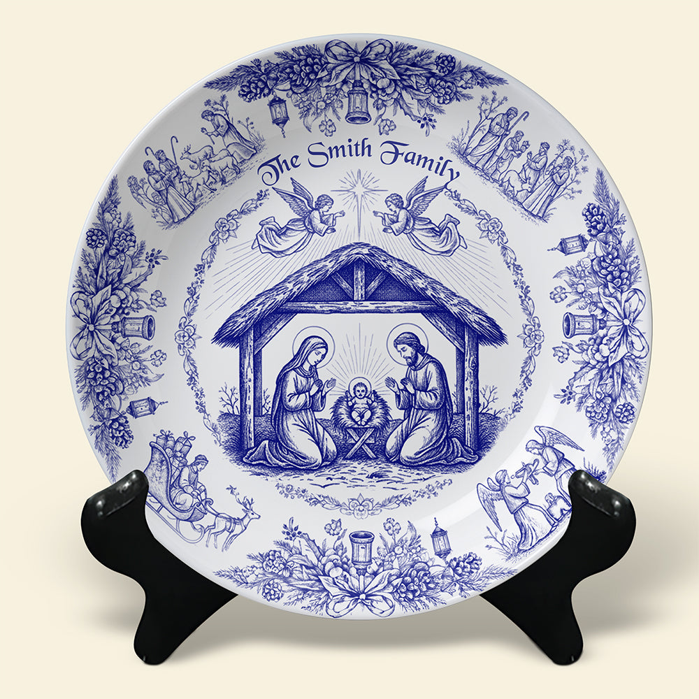 Cherish the Moment: Personalized Christmas Family Plate - Custom Gift for Christian Families and Loved Ones Ceramic Round Plate MagicInPrints