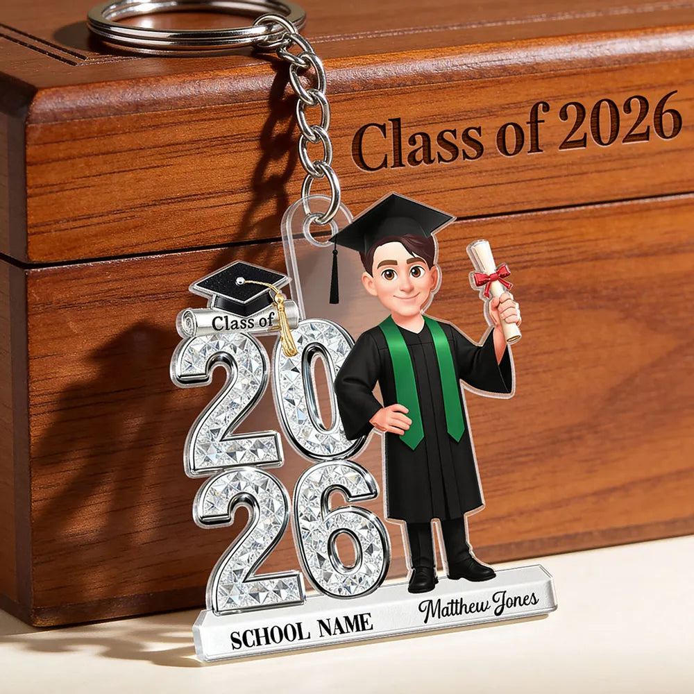 Personalized Graduation Keychain for Class of 2026 - Custom School Name Gift Keychain MagicInPrints