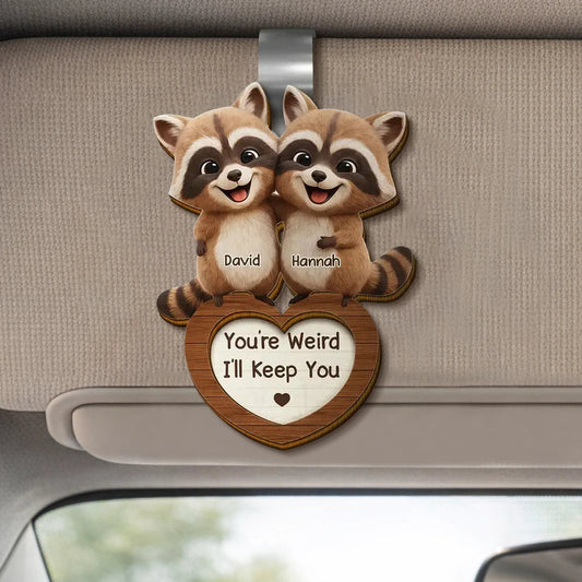 Personalized Raccoon Car Hanging Ornament for Couples - Funny Love Gift Car Hanger MagicInPrints