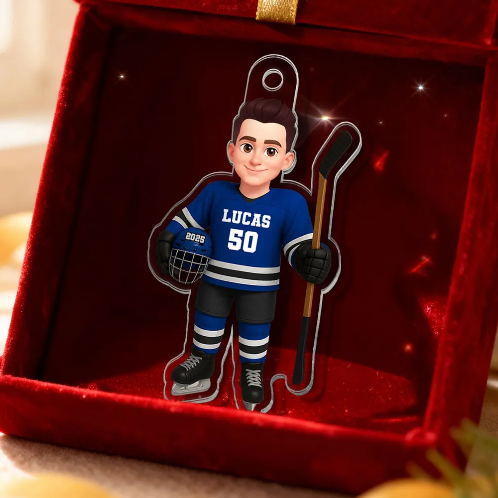 Custom Hockey Player Christmas Ornament for Kids - Personalized Gift Ornament MagicInPrints