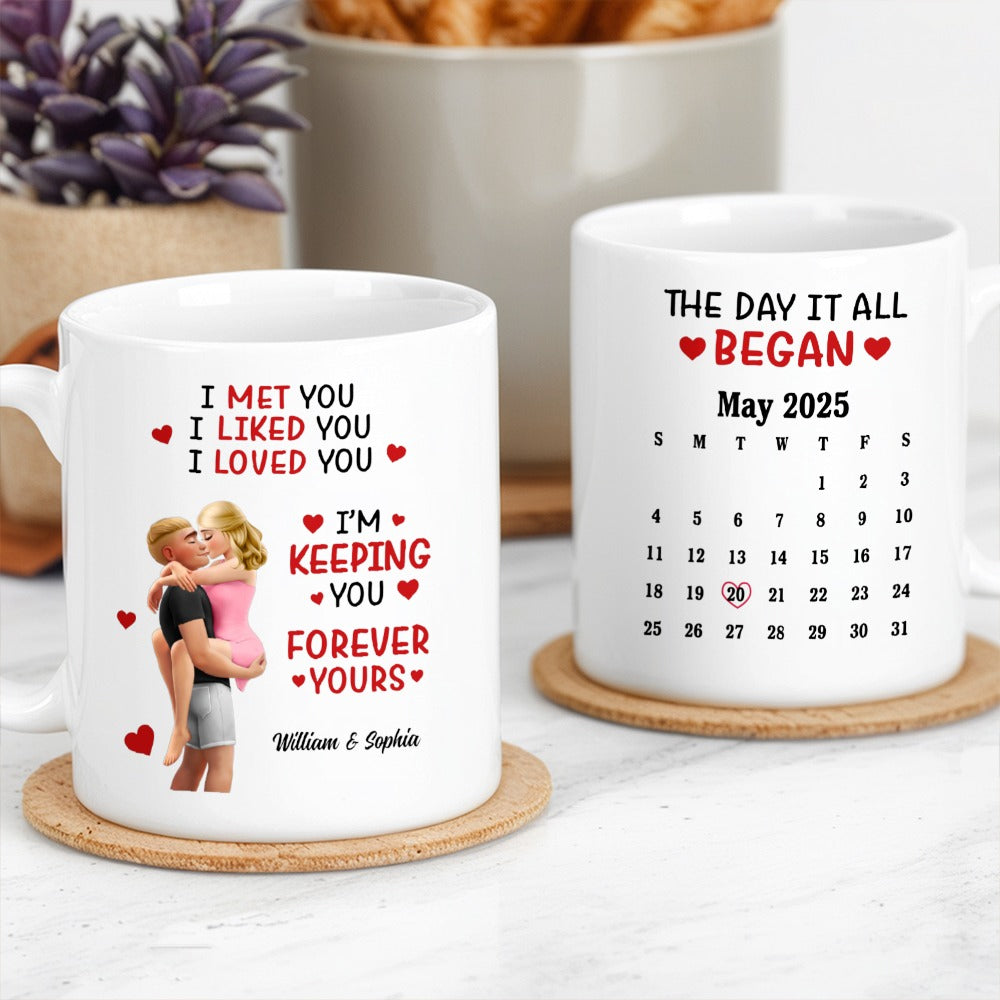 Personalized Couple Mug Set with Calendar - Anniversary Gift for Partners Cup MagicInPrints
