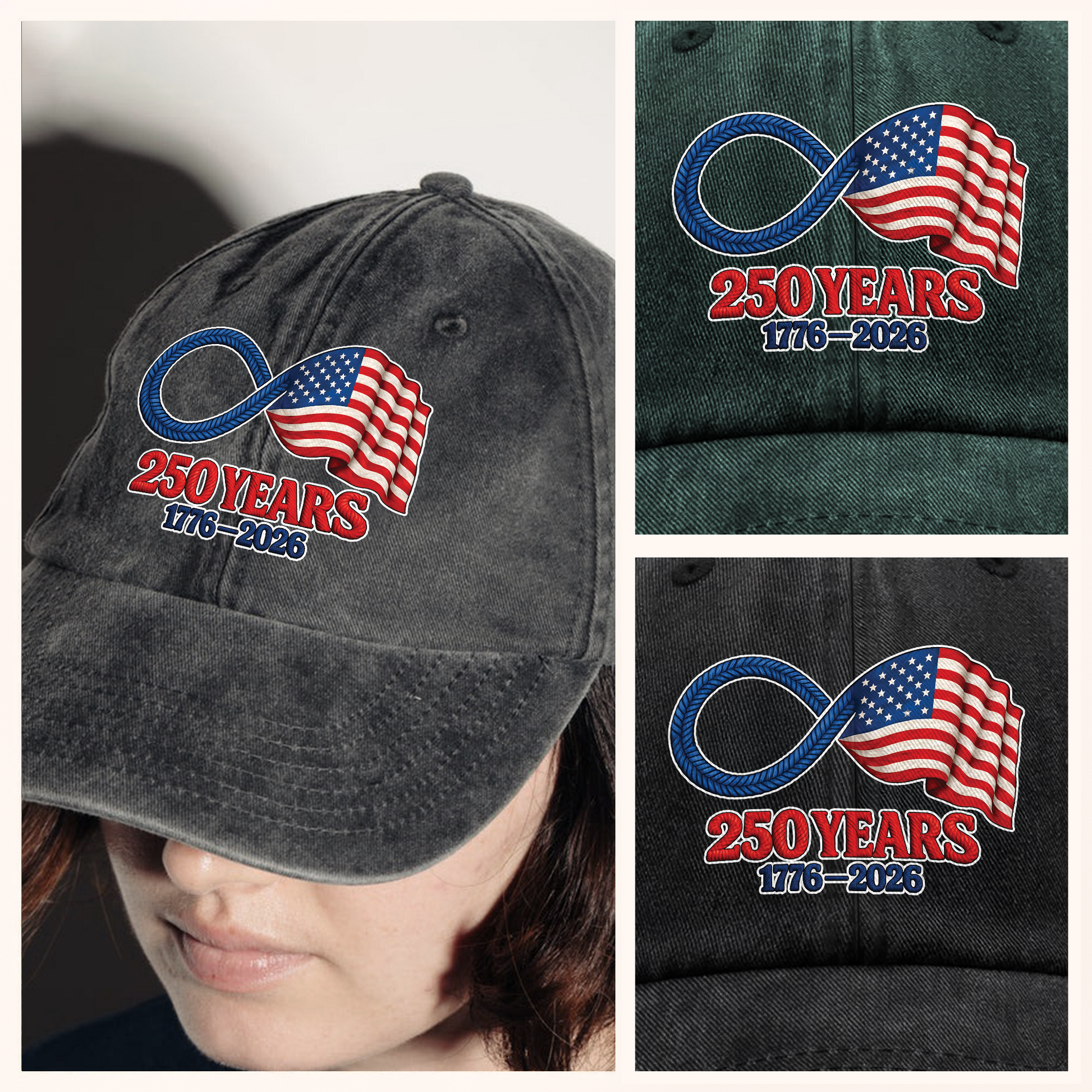Custom Embroidered 250 Years Anniversary Cap for Patriotic Celebrations Hat MagicInPrints