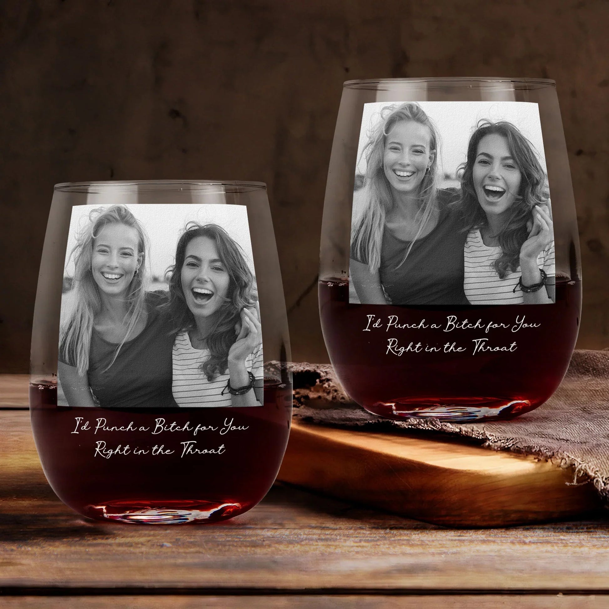 Personalized Funny Wine Glass for Friends with Custom Photo - Friendship Gift Cup MagicInPrints