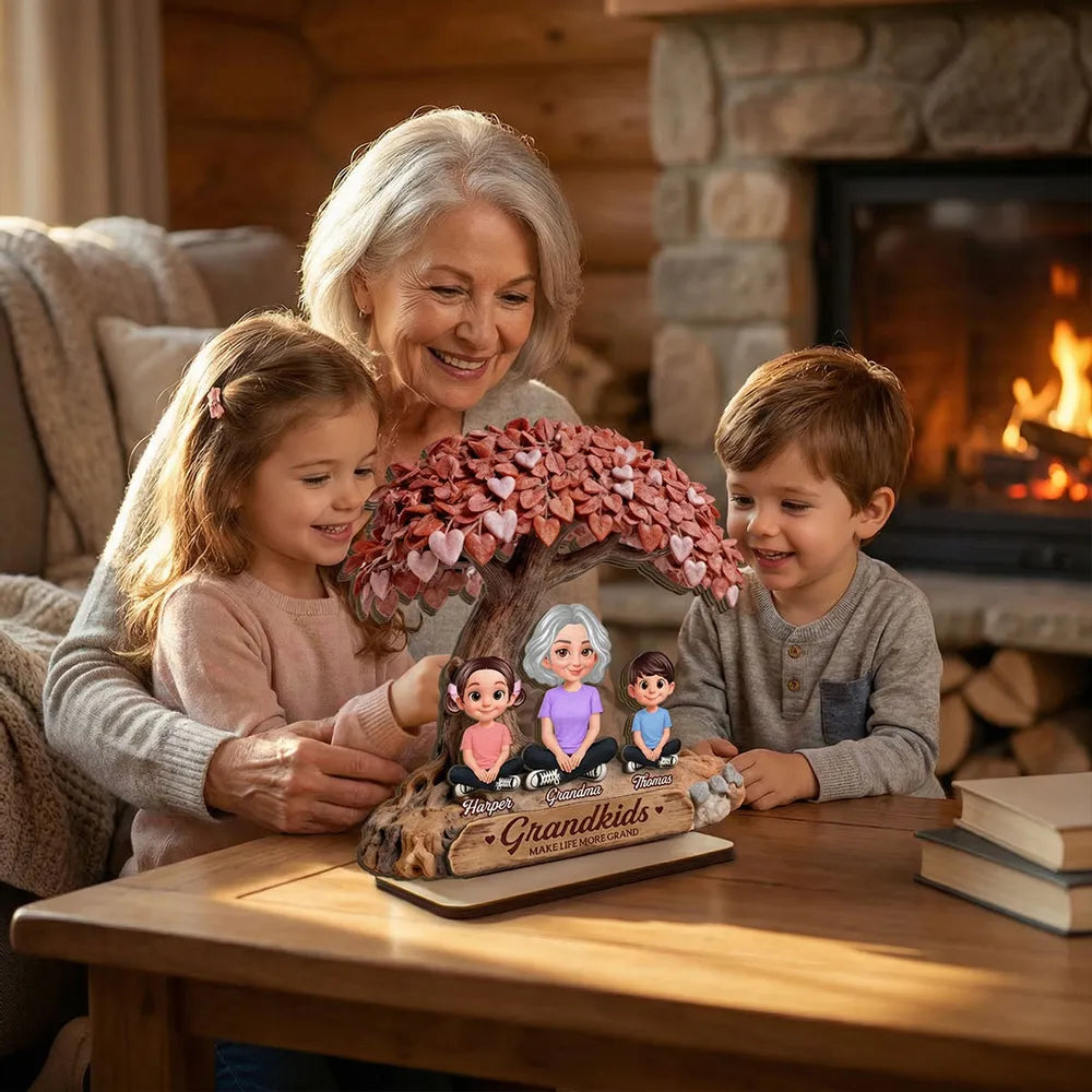 Personalized Family Tree Sculpture for Grandma - Heartfelt Gift for Grandkids Plaque MagicInPrints