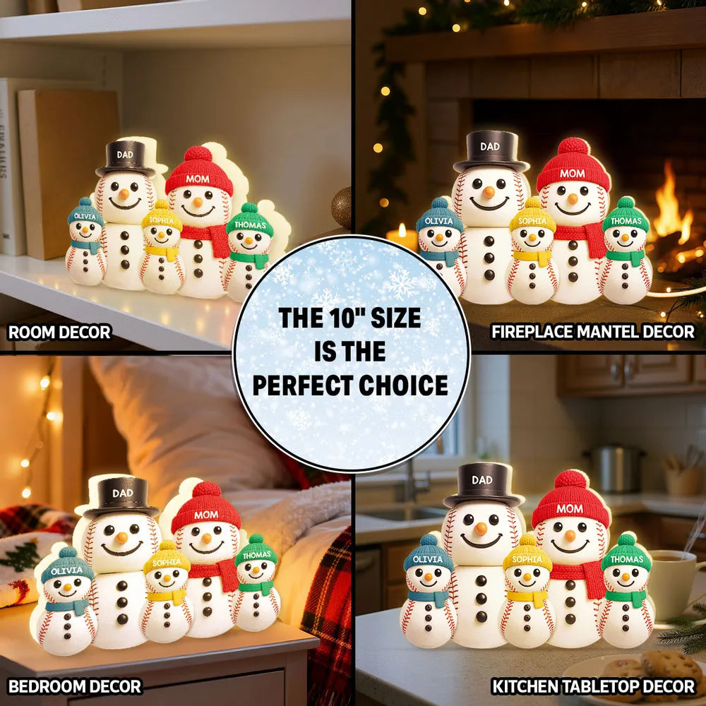 Personalized Snowman Family LED Light Decor for Christmas - Custom Names Plaque MagicInPrints