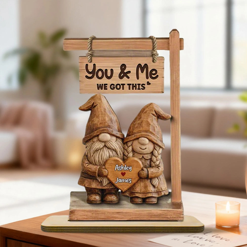 Personalized Gnome Couple Figurine for Couples - Romantic Home Decor Gift Plaque MagicInPrints