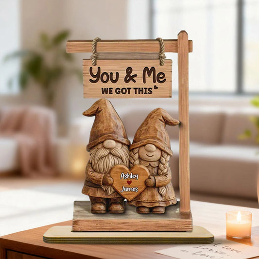 Personalized Gnome Couple Figurine for Couples - Romantic Home Decor Gift Plaque MagicInPrints