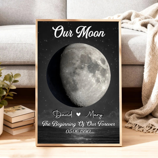 Personalized Moon Phase Canvas Art for Couples - Anniversary Gift Poster or Canvas MagicInPrints