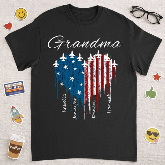 Personalized Grandma T-Shirt for Family - Patriotic Heart Design Cloth MagicInPrints