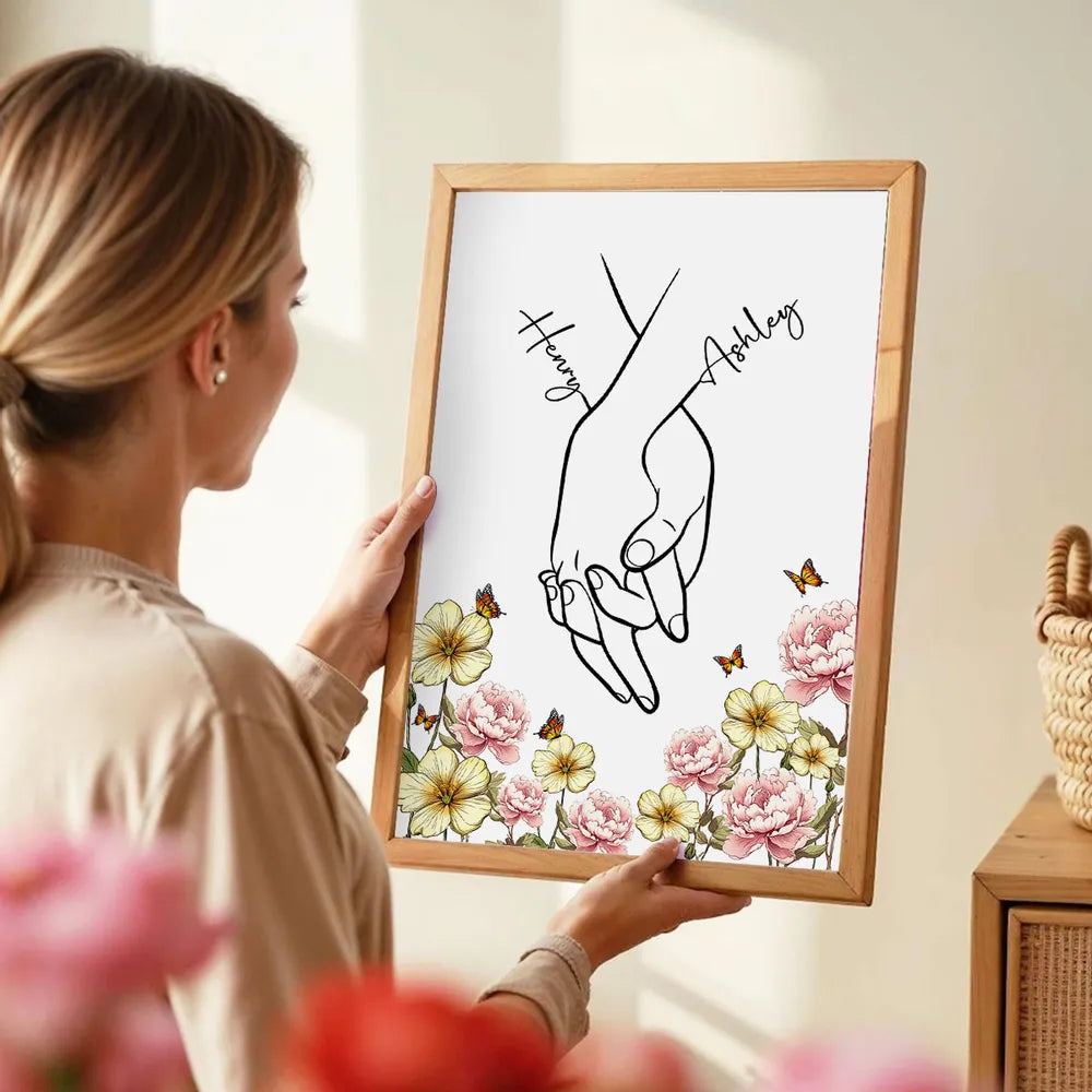 Personalized Couple Hand Holding Art Print for Home Decor - Romantic Gift Poster or Canvas MagicInPrints