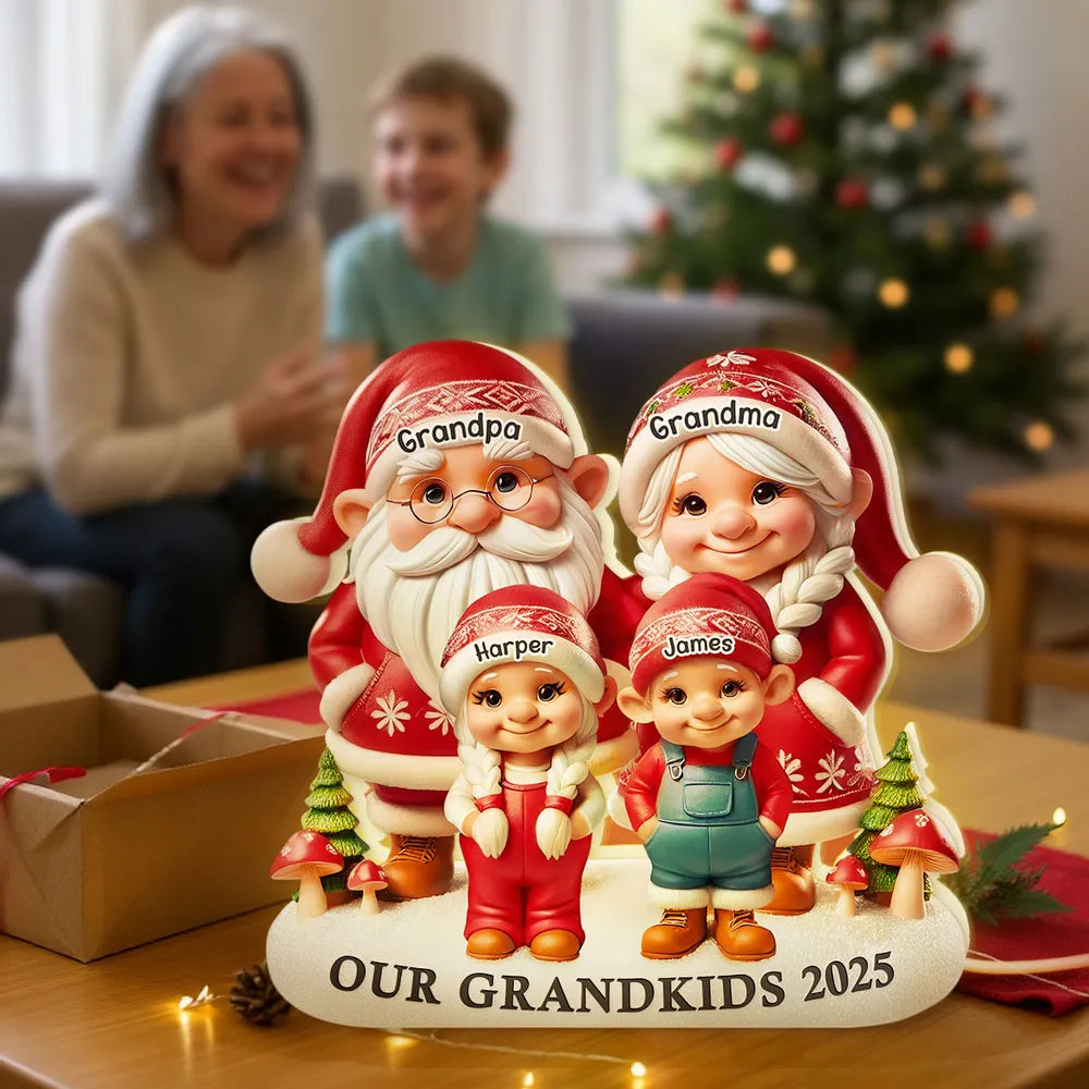 Personalized Family Christmas Figurine for Grandparents - Holiday Decoration 2025 Plaque MagicInPrints