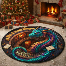 Load image into Gallery viewer, I&#39;m A Book Dragon - Personalized Dragon Quilted Round Mat Doormat MagicInPrints
