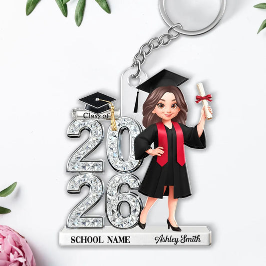 Personalized Graduation Keychain for Class of 2026 - Custom School Name Gift Keychain MagicInPrints