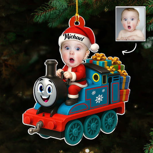 Personalized Baby Photo Train Ornament for Kids - Christmas Gift Ornament MagicInPrints