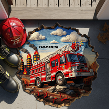 Load image into Gallery viewer, “Brave and Bold” - Personalized Rescue Hero Firetruck Doormat - Custom Gift for Firefighters, Heroes, and Homeowners Doormat MagicInPrints
