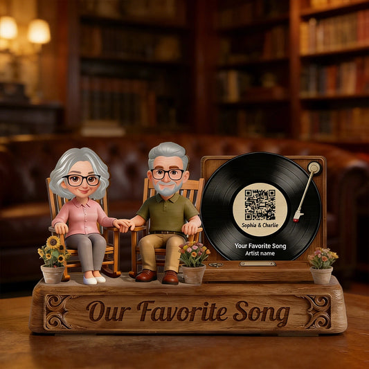 Custom Couple Figurine with Vinyl Record - Anniversary Gift Plaque MagicInPrints