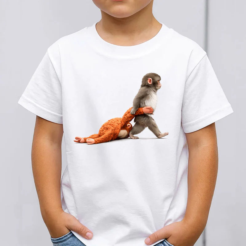 Cute Monkey T-Shirt for Animal Lovers - Heartwarming Design Cloth MagicInPrints
