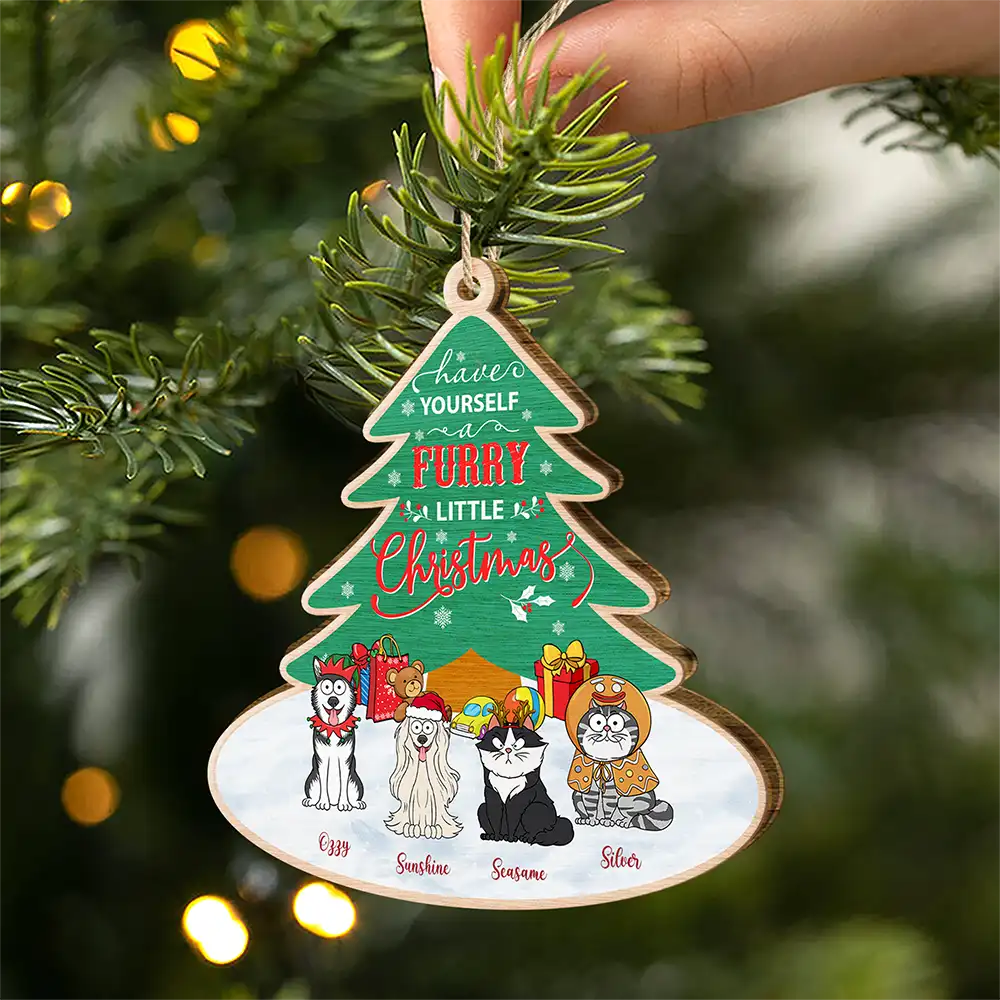 Have Yourself A Furry Christmas – Personalized Custom Shaped Wooden Ornament – Gift for Dog Lovers Wooden Ornament MagicInPrints
