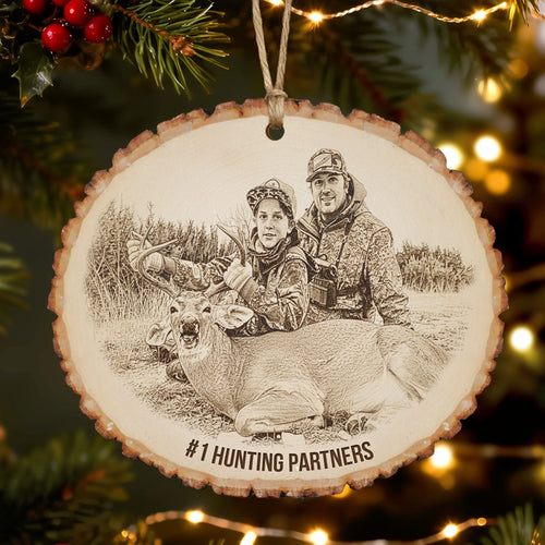 Celebrate Your Adventures: Custom Photo Engraved Wood Ornament - Personalized Gift for Hunting Lovers Ornament MagicInPrints