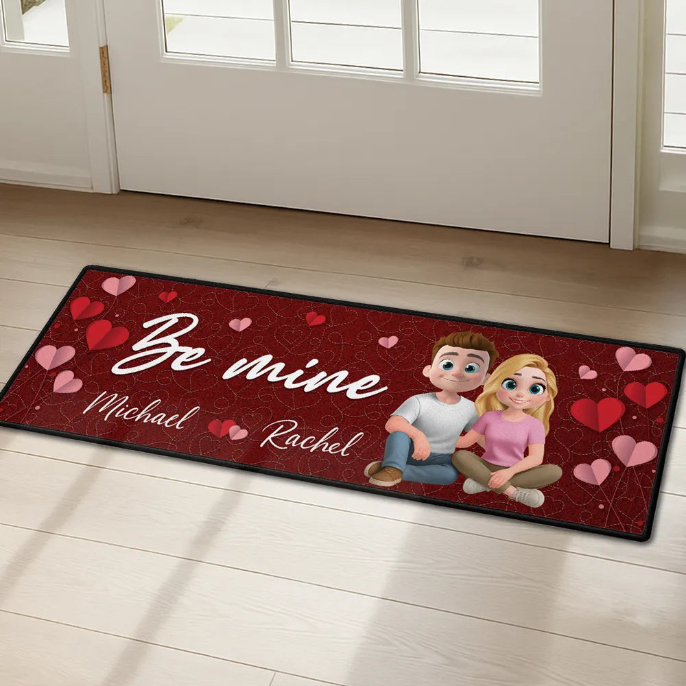 Personalized Couple Cartoon Doormat for Valentine's Day - Romantic Home Decor Doormat MagicInPrints